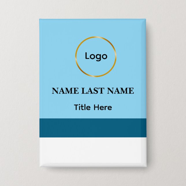Custom Logo Elegant Dusty Blue White Magnet (Front)