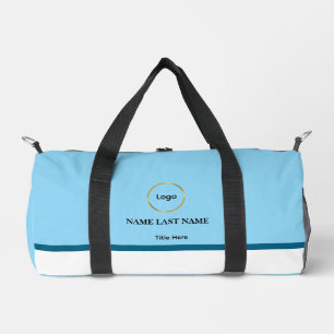 Custom Logo Elegant Dusty Blue White Magnet Duffle Bag