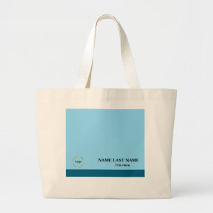 Custom Logo Elegant Dusty Blue White Magnet Large Tote Bag