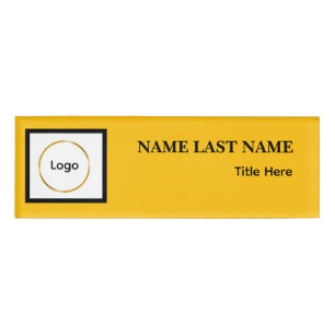 Custom Logo Elegant Dusty Blue White Magnet Name Tag