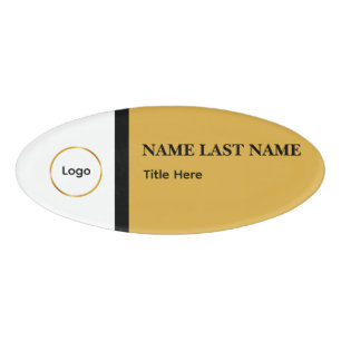 Custom Logo Elegant Dusty Blue White Magnet Name Tag