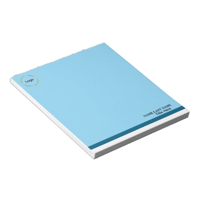 Custom Logo Elegant Dusty Blue White Magnet Notepad (Angled)