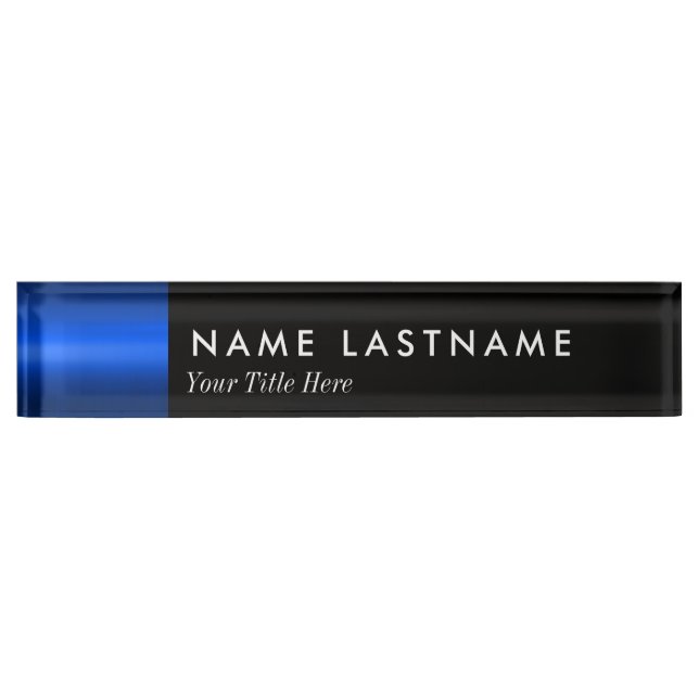 Custom Logo Elegant Minimalist Black blue Acrylic Nameplate (Front)