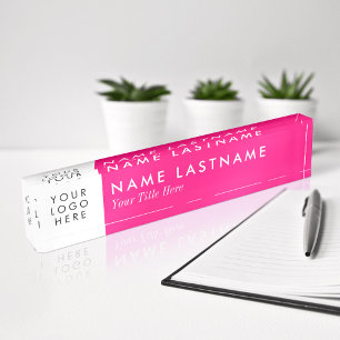 Custom Logo Elegant Minimalist Bright Pink Acrylic Nameplate