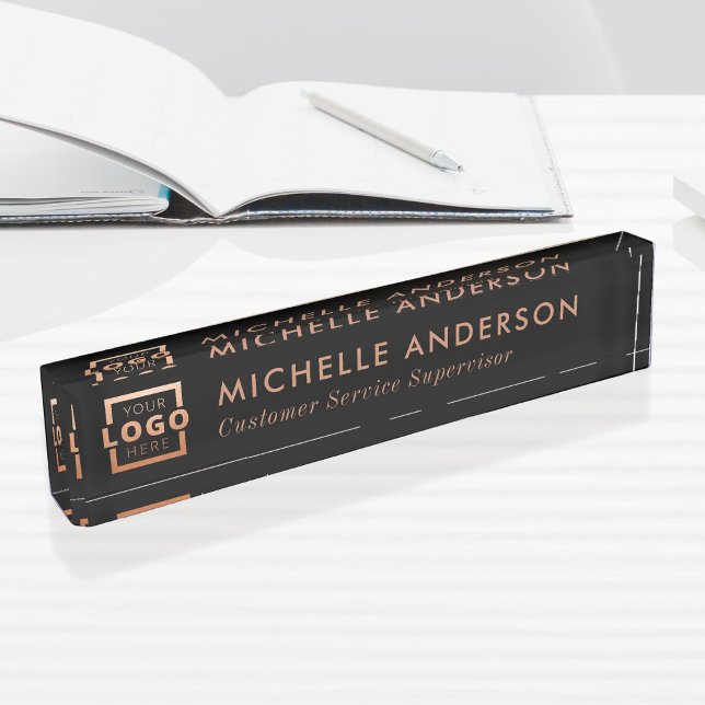 Custom Logo Elegant Modern Minimalist Copper Black Nameplate (Creator Uploaded)
