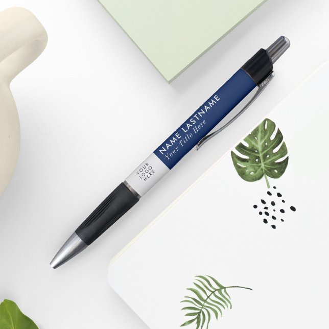 Custom Logo Elegant Navy Blue White Name Title (Creator Uploaded)