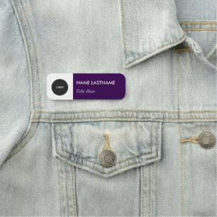 Custom Logo Elegant Navy Purple White Magnet Title Name Tag