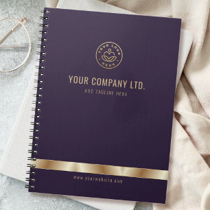Custom Logo Elegant Purple Gold Notebook