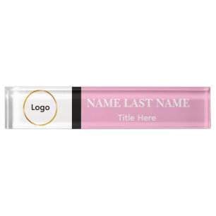 Custom Logo Elegant Soft Pink, White,Black Nameplate