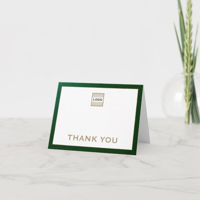 Custom Logo Emerald Gold Thank You Card (Front)