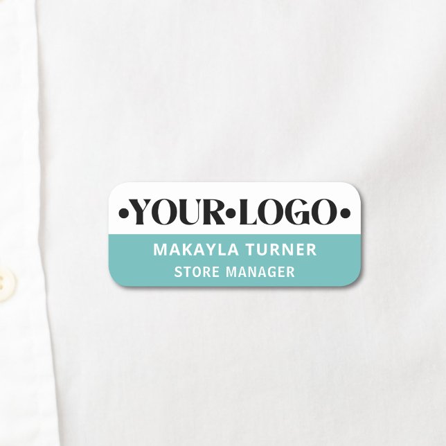 Custom Logo Employee Aqua  Name Tag (Creator Uploaded)