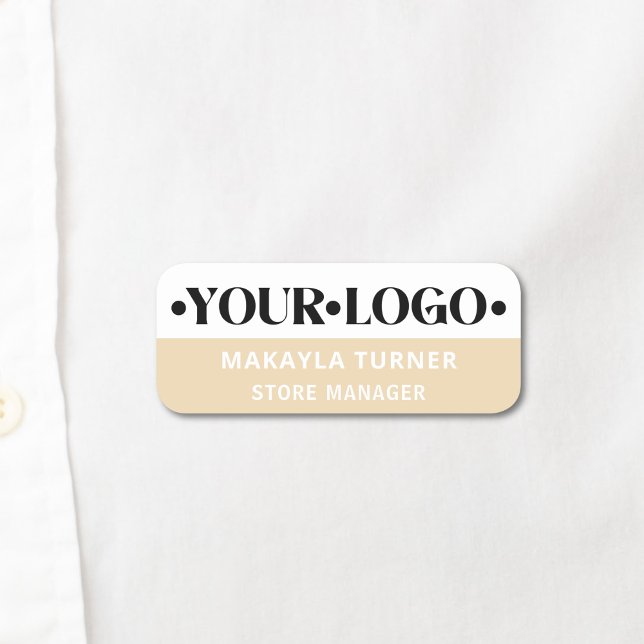 Custom Logo Employee Beige Name Tag (Creator Uploaded)