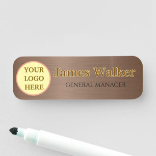 Custom Logo Employee brown and black 2026 Trends Name Tag