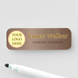 Custom Logo Employee brown and black 2026 Trends Name Tag