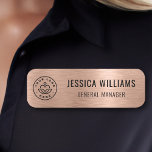 Custom Logo Employee Faux Brushed Rose Gold Name Tag<br><div class="desc">Make a sophisticated statement with this faux brushed rose gold name tag design. The sleek, rounded rectangular shape and elegant font create a professional and polished look. The subtle shimmer of the metallic finish adds a touch of luxury, making it perfect for high-end events or corporate settings. Customise with your...</div>