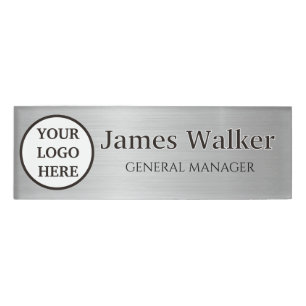 Custom Logo Employee gris and black 2026 Trends Name Tag