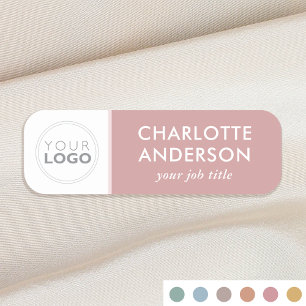 Custom Logo Employee Job Title Dusty Pink Business Name Tag