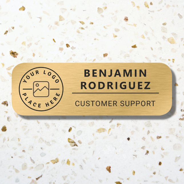Custom Logo Employee Magnetic Faux Gold Name Tag (Custom Logo Employee Magnetic Faux Gold Name Tag)