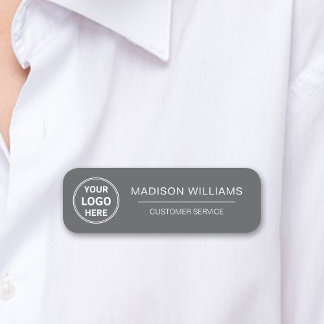 Custom Logo Employee Magnetic Grey Name Tag
