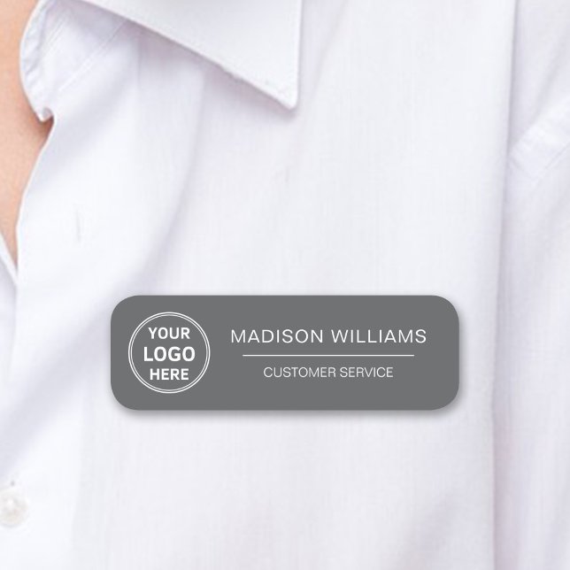 Custom Logo Employee Magnetic Grey Name Tag (Custom Logo Employee Magnetic Gray Name Tag)