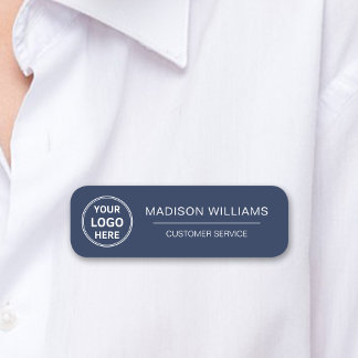 Custom Logo Employee Magnetic Navy Name Tag