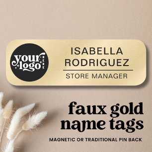 Custom Logo Employee Magnetic or Safety Pin Faux G Name Tag
