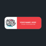 Custom Logo Employee magnetic or safety pin Name Tag<br><div class="desc">Easily personalise this Custom Safety Employee Pin with name, profession, job title and business logo. A simple and elegant business design in eyecatching red colours fully customisable, sans-serif basic and modern fonts and a professional and clear look. Available with safety pin back or magnetic back fastener, with rounded corners or...</div>