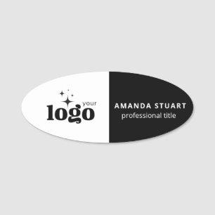 Custom Logo Employee Magnetic Or Safety Pin Oval Name Tag