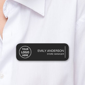 Custom Logo Employee Magnetic Safety Pin Black Name Tag