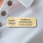 Custom Logo Employee Magnetic Safety Pin Faux Gold Name Tag<br><div class="desc">Looking for branded name tags for your employees? Check out this Custom Logo Employee Magnetic Safety Pin Faux Gold Name Tag. You can add your logo and details very easily or customise even further by using the design tool. Happy branding!</div>