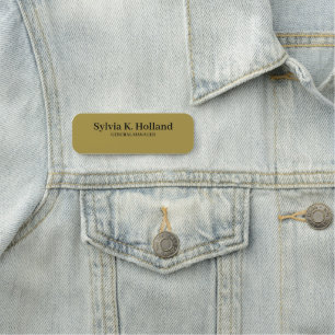 Custom Logo Employee Magnetic Safety Pin Faux Gold Name Tag