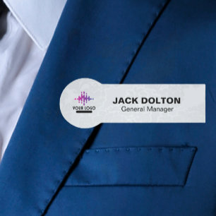 Custom Logo Employee Metallic Silver Name Tag