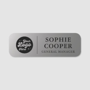 Custom Logo Employee Name Faux Silver   Tag