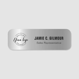 Custom Logo Employee Name Silver chrome Magnetic Tag