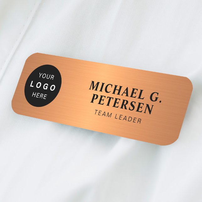 Custom logo employee name title copper magnetic tag (Creator Uploaded)