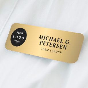 Custom logo employee name title gold magnetic tag