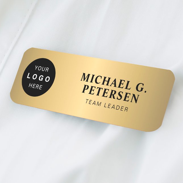 Custom logo employee name title gold magnetic tag (Creator Uploaded)