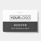 Custom logo employee name title grey and white id