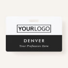 Custom logo employee name title grey and white id