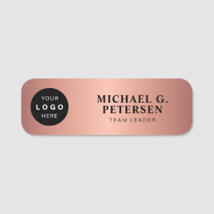 Custom logo employee name title rose gold magnetic name tag
