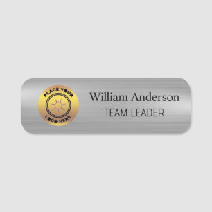 Custom logo employee name title silver magnetic ta tag