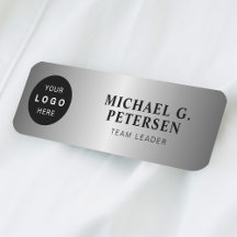 Custom logo employee name title silver magnetic