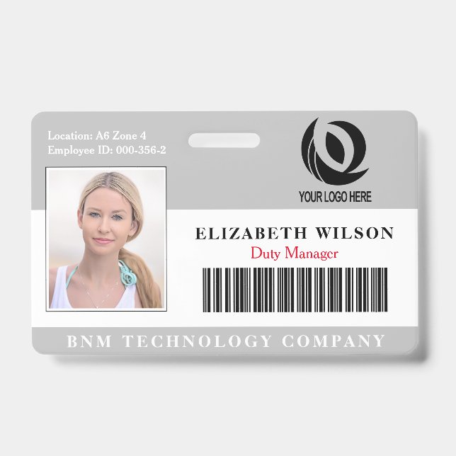 Custom Logo Employee Photo  Company Security ID Badge (Front)