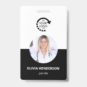 Custom Logo Employee Photo ID Modern Black Badge