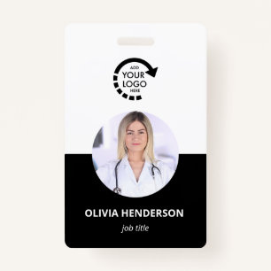 Custom Logo Employee Photo ID   Modern Black ID Badge