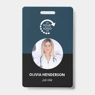 Custom Logo Employee Photo ID   Navy Blue Badge