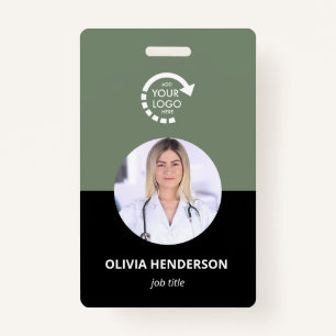 Custom Logo Employee Photo ID Sage Green ID Badge