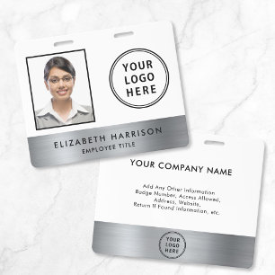 Custom Logo Employee Photo ID Silver Badge