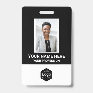 Custom Logo Employee Photo Personalised Black ID Badge