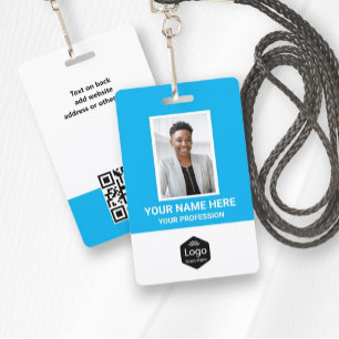 Custom Logo Employee Photo Personalised Blue ID Badge